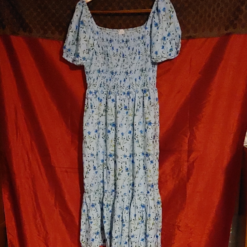 Place Light Blue Floral Maxi Dress Sz Lg